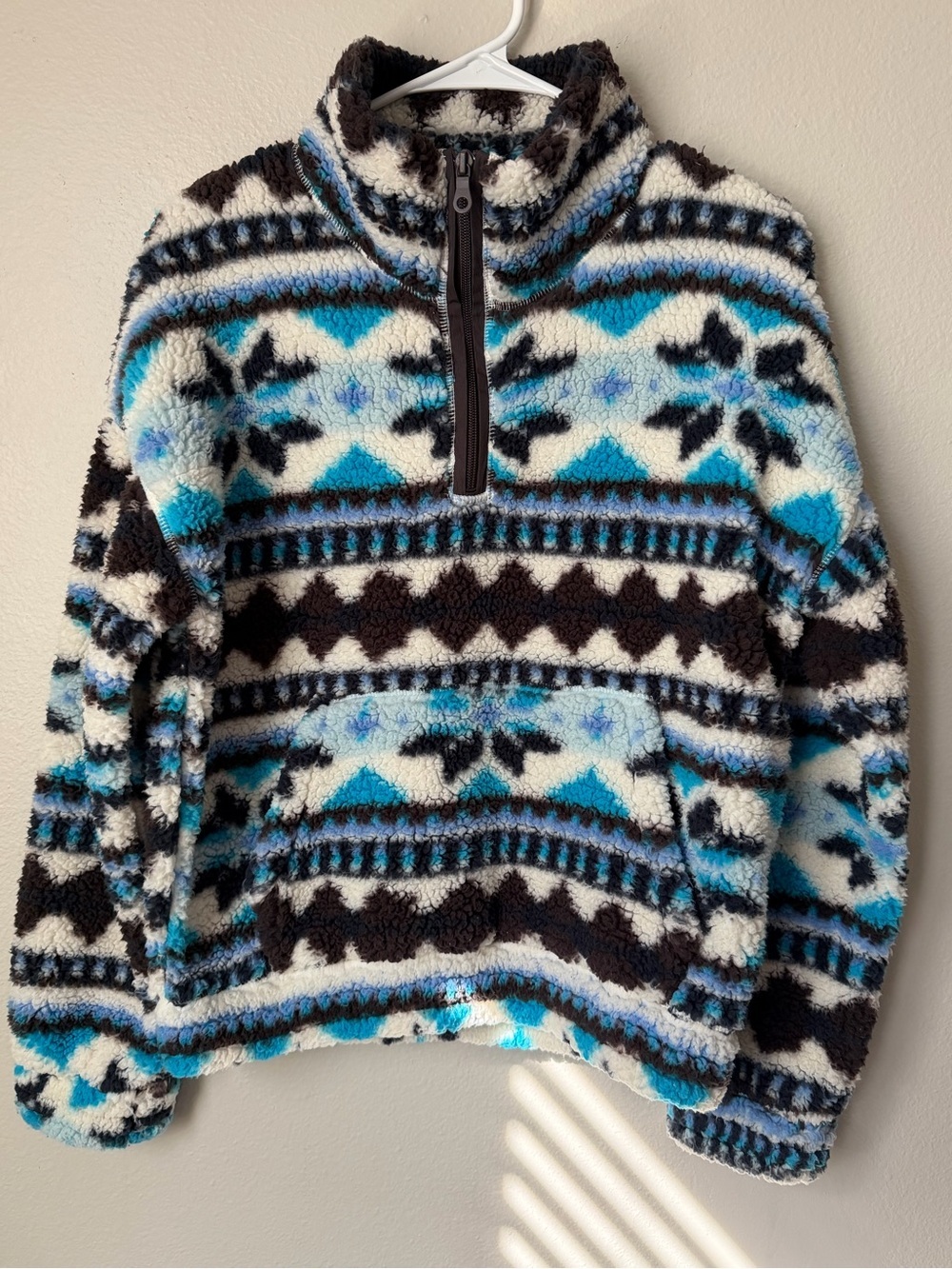 Offline by Aerie Nordic patterned sherpa fleece quarter-zip pullover Small - Picture 3 of 5